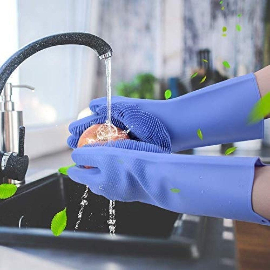 Magic Silicone Cleaning Hand Gloves for Kitchen Dishwashing and Pet Grooming, Washing Dish, Car, Bathroom (Multicolor)