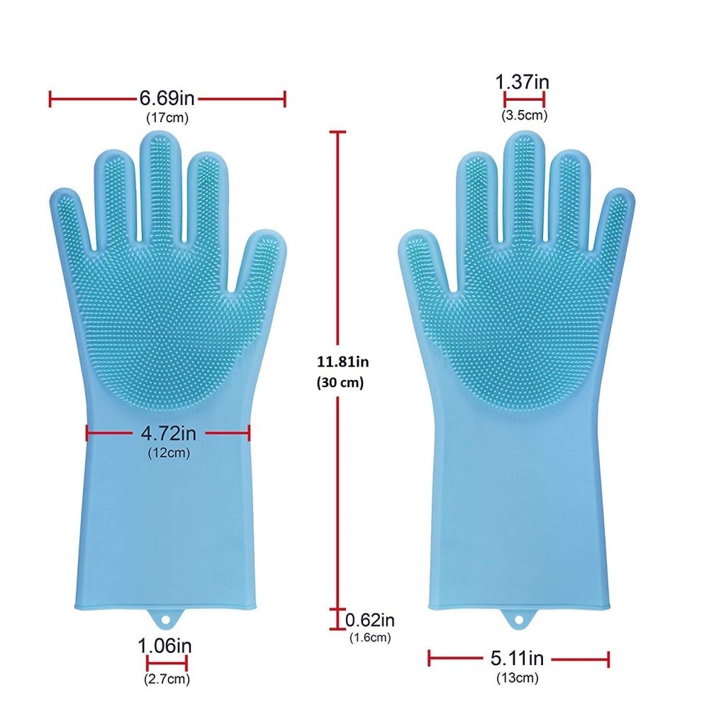 Magic Silicone Cleaning Hand Gloves for Kitchen Dishwashing and Pet Grooming, Washing Dish, Car, Bathroom (Multicolor)