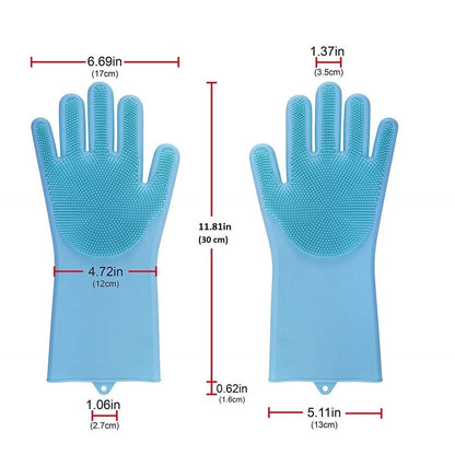 Magic Silicone Cleaning Hand Gloves for Kitchen Dishwashing and Pet Grooming, Washing Dish, Car, Bathroom (Multicolor)