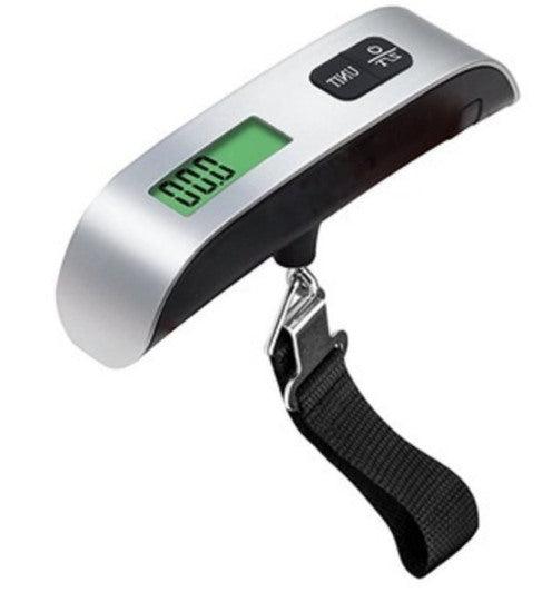 Digital Luggage Weighing Scale | 50kg Portable Electronic Hook Scale with Backlit LCD | Travel Suitcase Weight Checker for Flights, Home, Fishing, Backpacking (Grey, Steel)