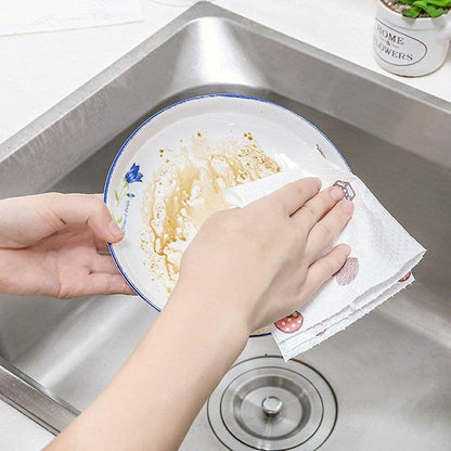 Non-Woven Reusable and Washable Kitchen Tissue Roll | Oil Absorbing Paper Towel | Printed Dish Cloth Cleaning Wipe Roll | Non-Stick & Eco-Friendly