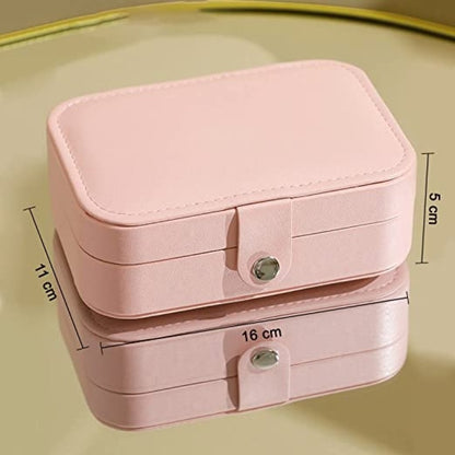 PU Leather Big Jewelry Box Organizer for Women | Magnetic Buckle Storage Case with Dividers | Ring, Earring, Necklace Holder | Travel Cosmetic Vanity Box (Pink)