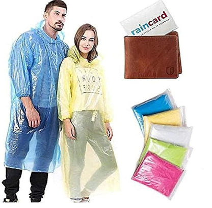 Pocket Size Disposable Raincoat for Men and Women for Travel and Emergency Use, Waterproof Rain with Smallest Pocket Size, Easy to Carry & Use and Reusable, Unisex Disposable Rain Card (Blue/Pink)