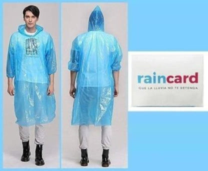 Pocket Size Disposable Raincoat for Men and Women for Travel and Emergency Use, Waterproof Rain with Smallest Pocket Size, Easy to Carry & Use and Reusable, Unisex Disposable Rain Card (Blue/Pink)