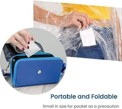 Pocket Size Disposable Raincoat for Men and Women for Travel and Emergency Use, Waterproof Rain with Smallest Pocket Size, Easy to Carry & Use and Reusable, Unisex Disposable Rain Card (Blue/Pink)