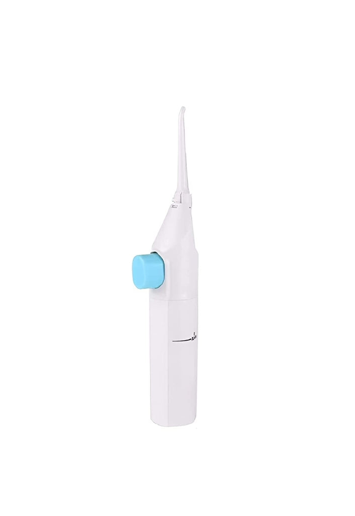 Portable Dental Water Flosser – Cordless Air Pressure Oral Irrigator for Teeth Cleaning | Manual Water Jet Tooth Cleaner for Travel & Daily Dental Care (White)