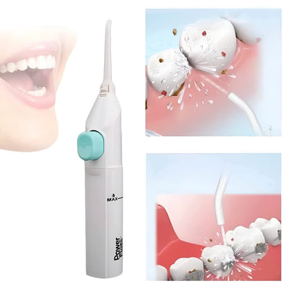 Portable Dental Water Flosser – Cordless Air Pressure Oral Irrigator for Teeth Cleaning | Manual Water Jet Tooth Cleaner for Travel & Daily Dental Care (White)