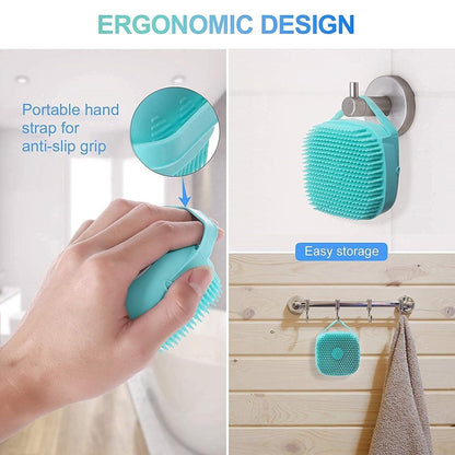 Silicone Soft Bath Body Brush with Shampoo Dispenser Scrubber – Use in Shower, Deep Cleaning Gentle Scrub Massage for Children, Men & Women (Multicolor)
