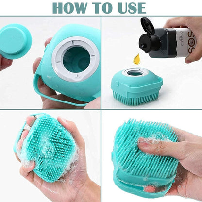 Silicone Soft Bath Body Brush with Shampoo Dispenser Scrubber – Use in Shower, Deep Cleaning Gentle Scrub Massage for Children, Men & Women (Multicolor)