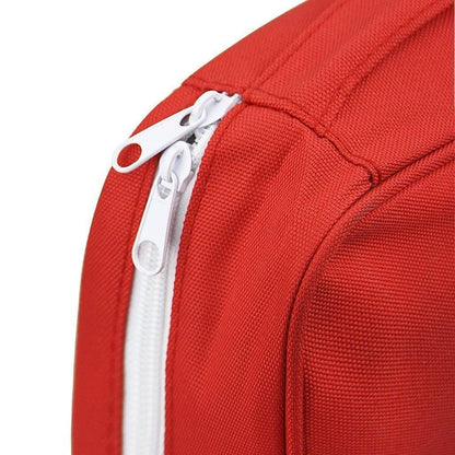 Travel Medicine Pouch First Aid Kit Organizer Bag | Portable Emergency Storage Bag for Car, Office, Home | Empty Medical Box with Compartments (Red, Polyester)