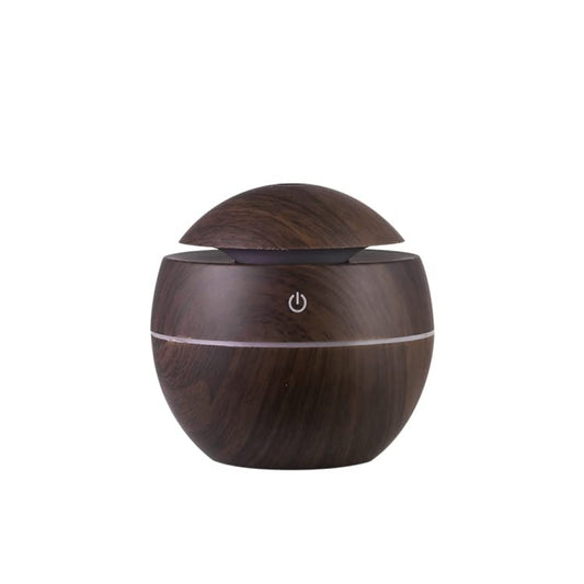 Wooden Cool Mist Humidifier & Essential Oil Diffuser – 130ml Aroma Air Humidifier with 7-Color LED Light | USB Powered for Car, Office, Baby Room | Quiet & Stylish Home Fragrance Solution